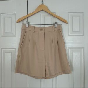 Princess Polly Archer Shorts Cream | Trendy High Rise Pleated Trouser Shorts